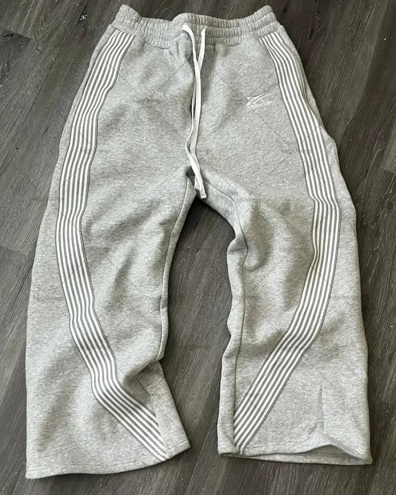 Y2K Embroidered Baggy Fit Gray Sweatpants