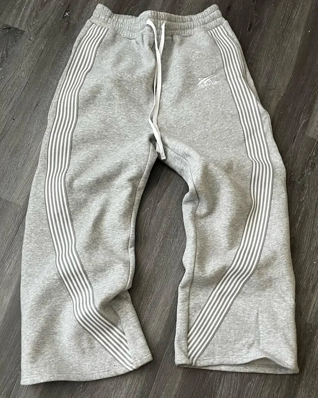 Y2K Embroidered Baggy Fit Gray Sweatpants