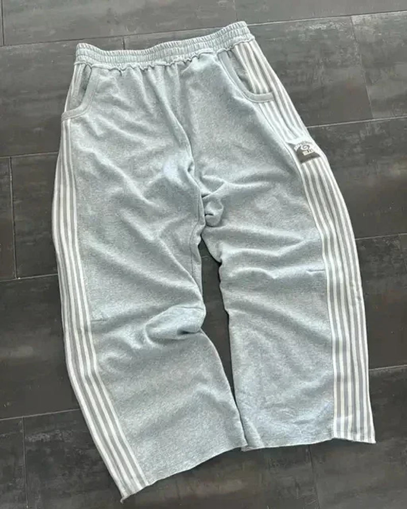 Y2K Embroidered Baggy Fit Gray Sweatpants