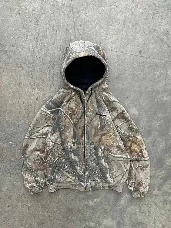 Vintage Y2K Camo Zip Up Hoodie