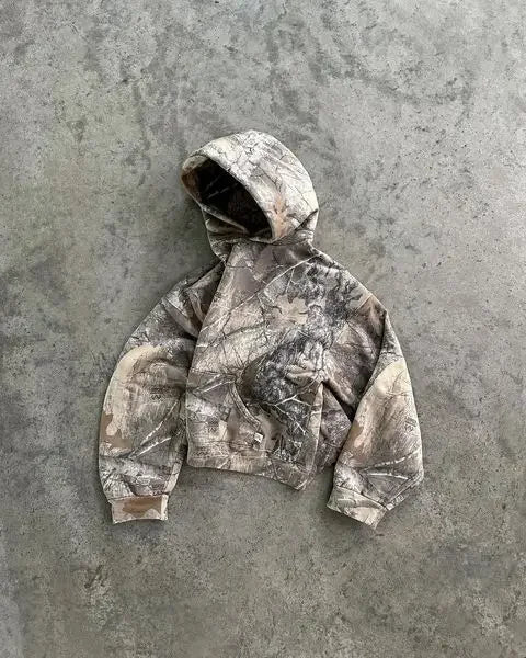 Vintage Y2K Camo Zip Up Hoodie